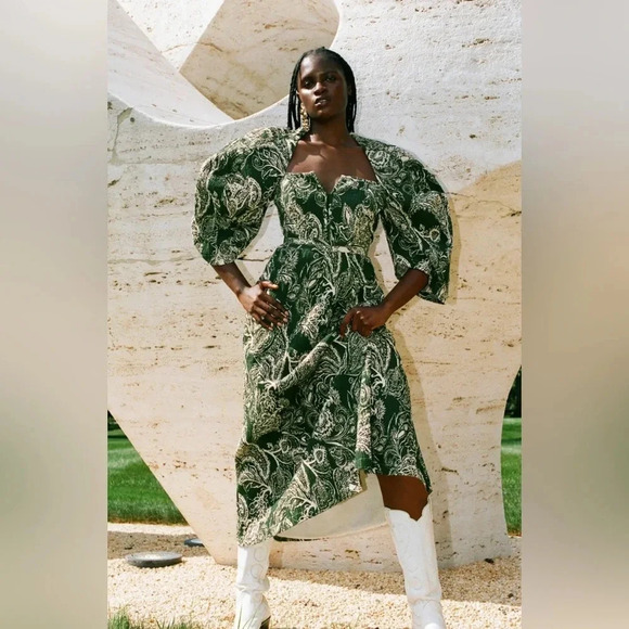 Mara Hoffman Violetta Cotton Fall RTW collection green midi dress size S - Picture 1 of 10